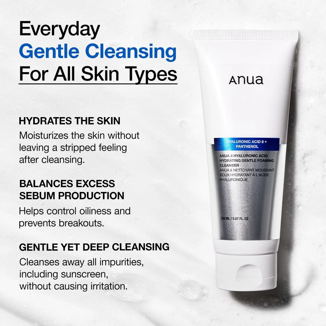 Anua US Cleanser 150ml 8 Hyaluronic Acid Hydrating Gentle Foaming Cleanser